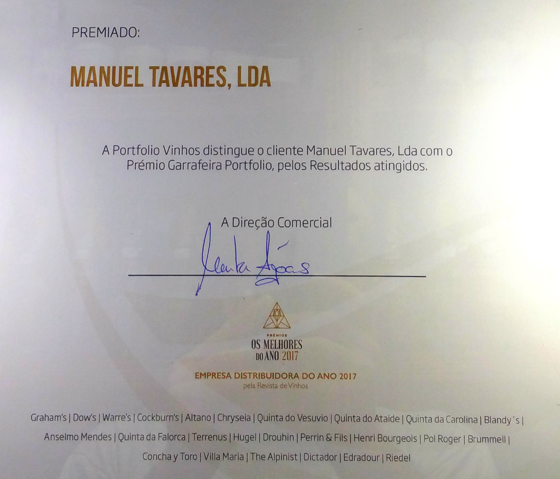 Award by Portfolio Wines!