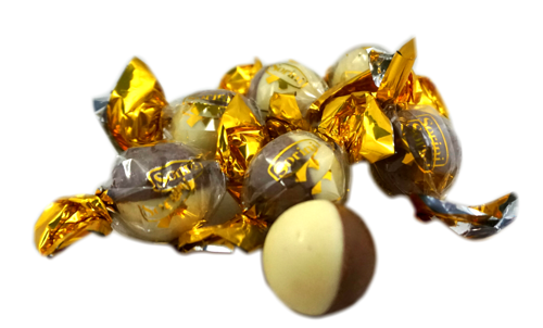 BOMBONS DE CHOCOLATE LEITE E BRANCO