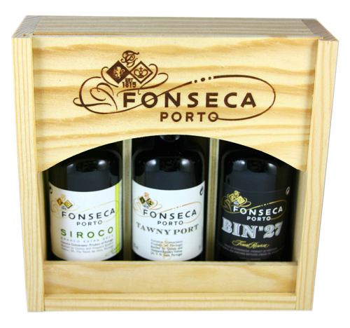 FONSECA WOOD BOX WITH 3 MINIATURES PORT WINE