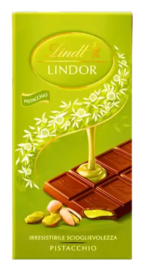 TABLETE CHOCOLATE DE LEITE COM RECHEIO DE PISTÁCIO LINDOR LINDT (100 G)
