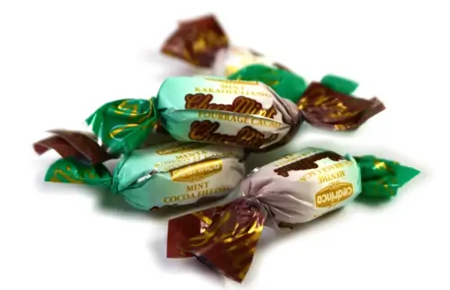 CARAMELOS COM RECHEIO DE CHOCOLATE E MENTA