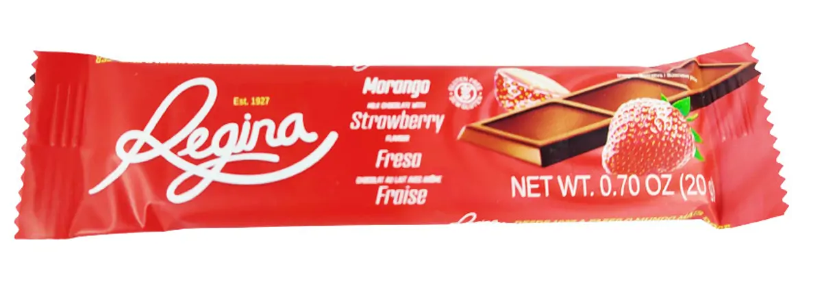 CHOCOLATE REGINA COM SABOR A MORANGO
